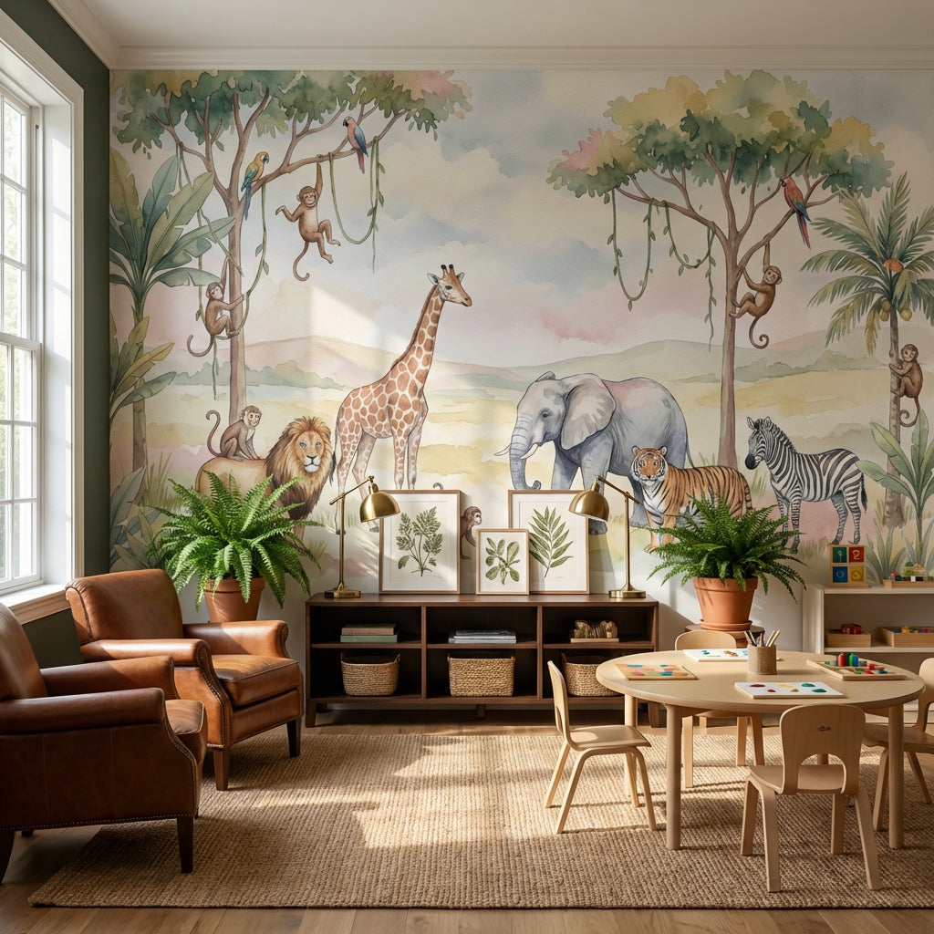Safari Animals Wallpaper Jungle Nature Wall Mural