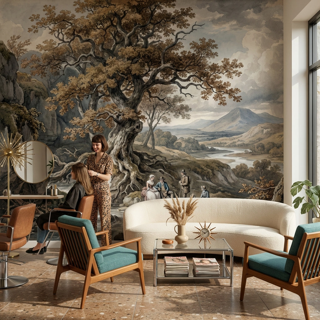 Cloudy Sky Wallpaper Vintage Landscape Wall Mural