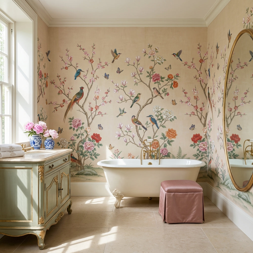 Chinoiserie Floral Wallpaper Birds Nature Wall Mural