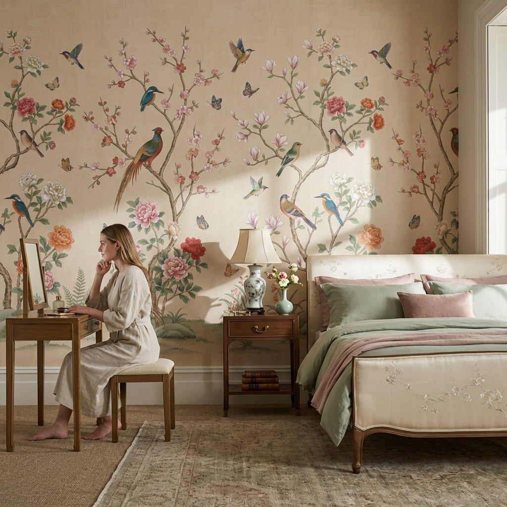 Chinoiserie Floral Wallpaper Birds Nature Wall Mural