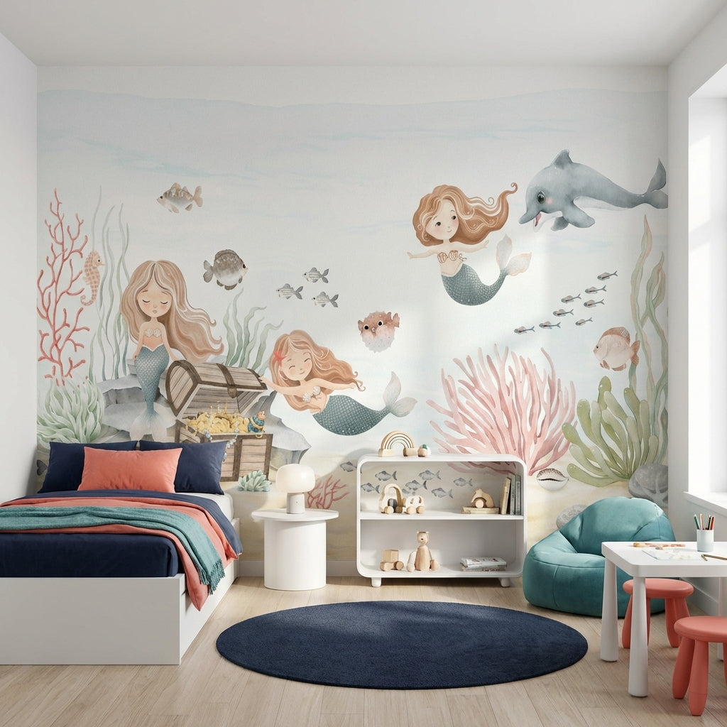 Mermaids Wallpaper Underwater Treasure Wall Mural