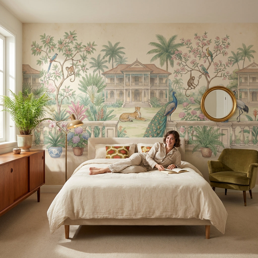 Vintage Tropical Wallpaper Chinoiserie Jungle Wall Mural
