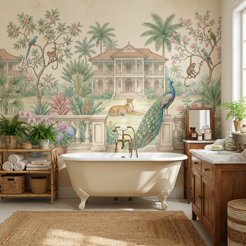 Vintage Tropical Wallpaper Chinoiserie Jungle Wall Mural