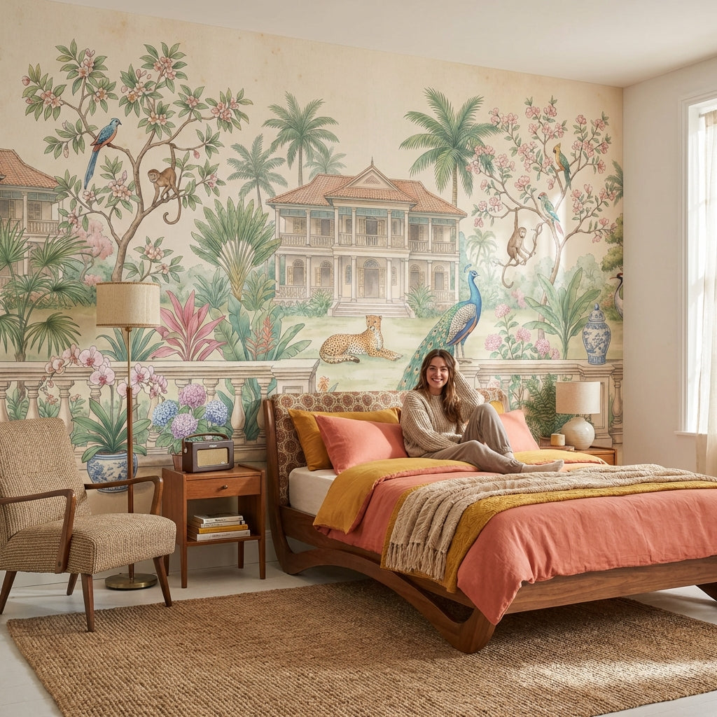 Vintage Tropical Wallpaper Chinoiserie Jungle Wall Mural