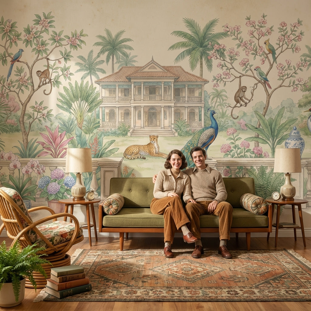 Vintage Tropical Wallpaper Chinoiserie Jungle Wall Mural