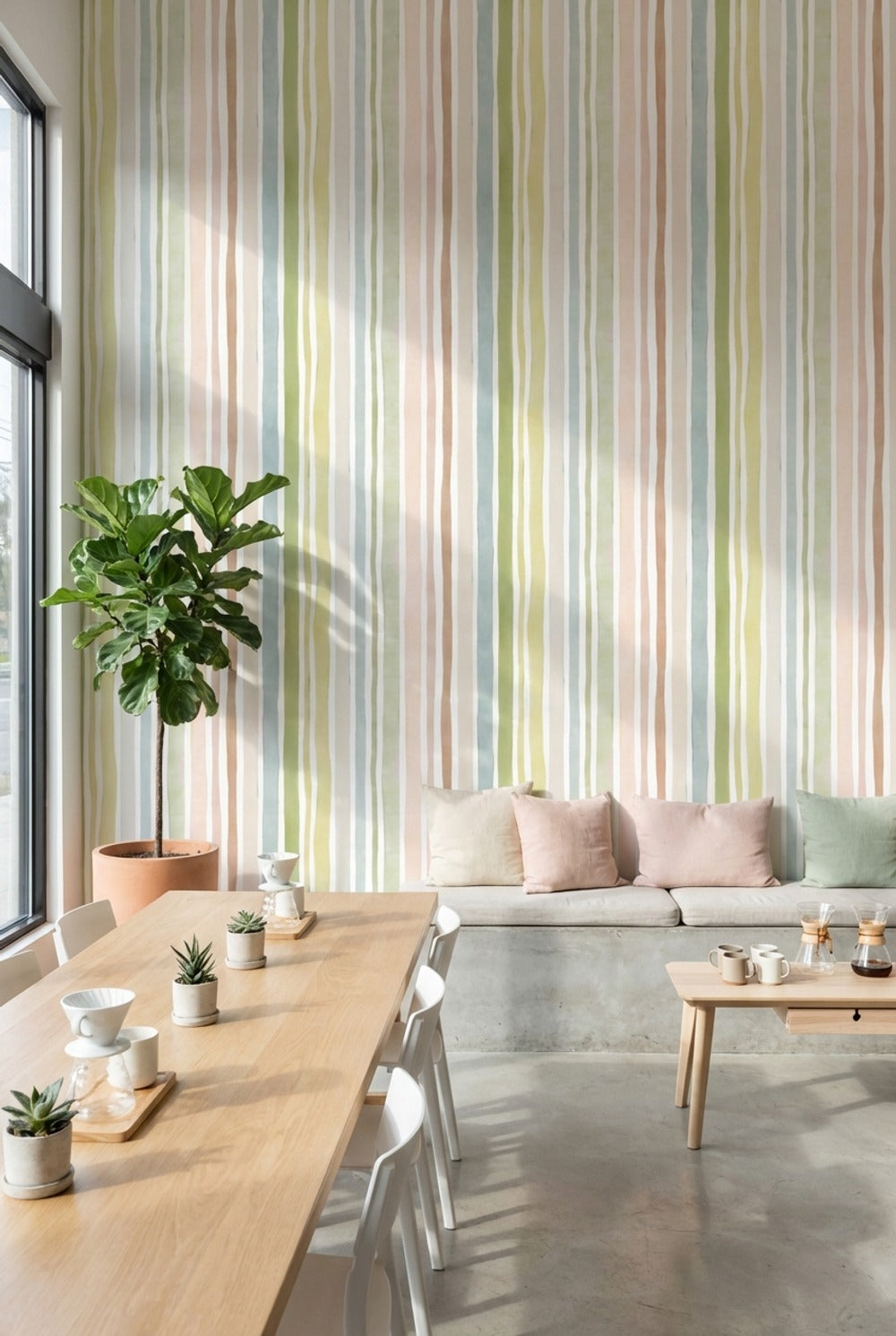 Watercolor Texture Wallpaper Abstract Striped Wall Mural