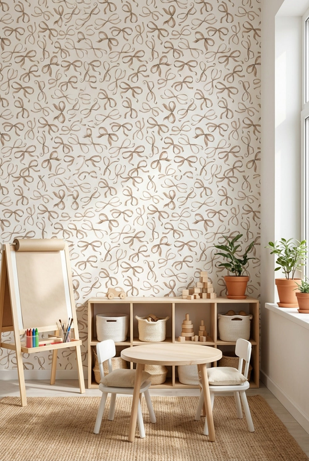 Abstract Pattern Wallpaper Ribbon Bows Wall Mural