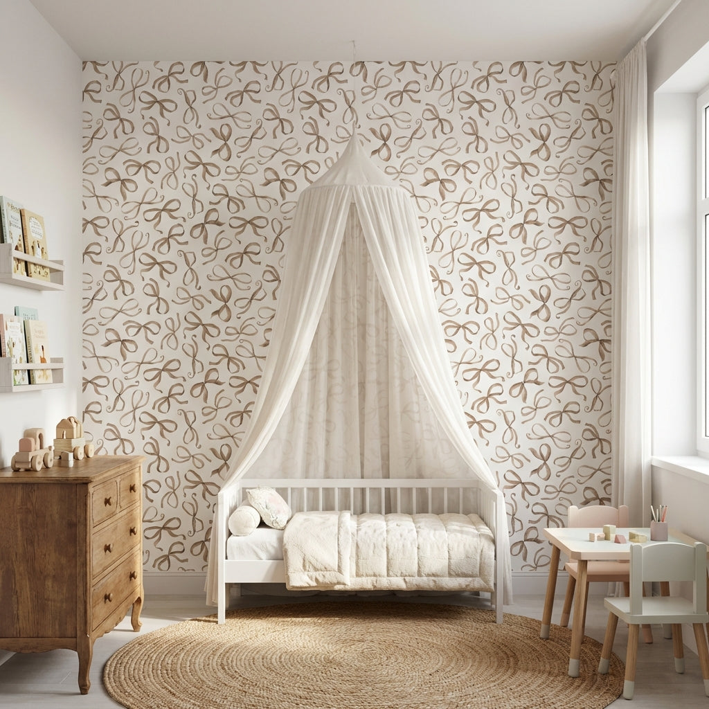 Abstract Pattern Wallpaper Ribbon Bows Wall Mural