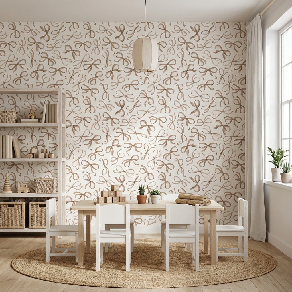 Abstract Pattern Wallpaper Ribbon Bows Wall Mural