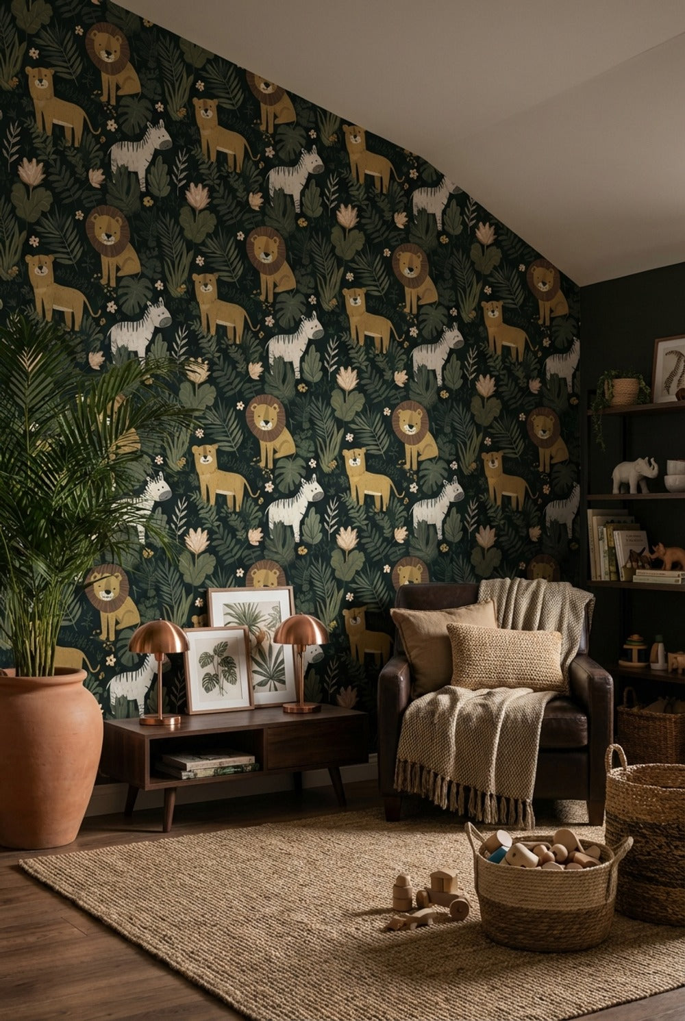 Jungle Wallpaper Animals Cartoon Removable Wall Decor