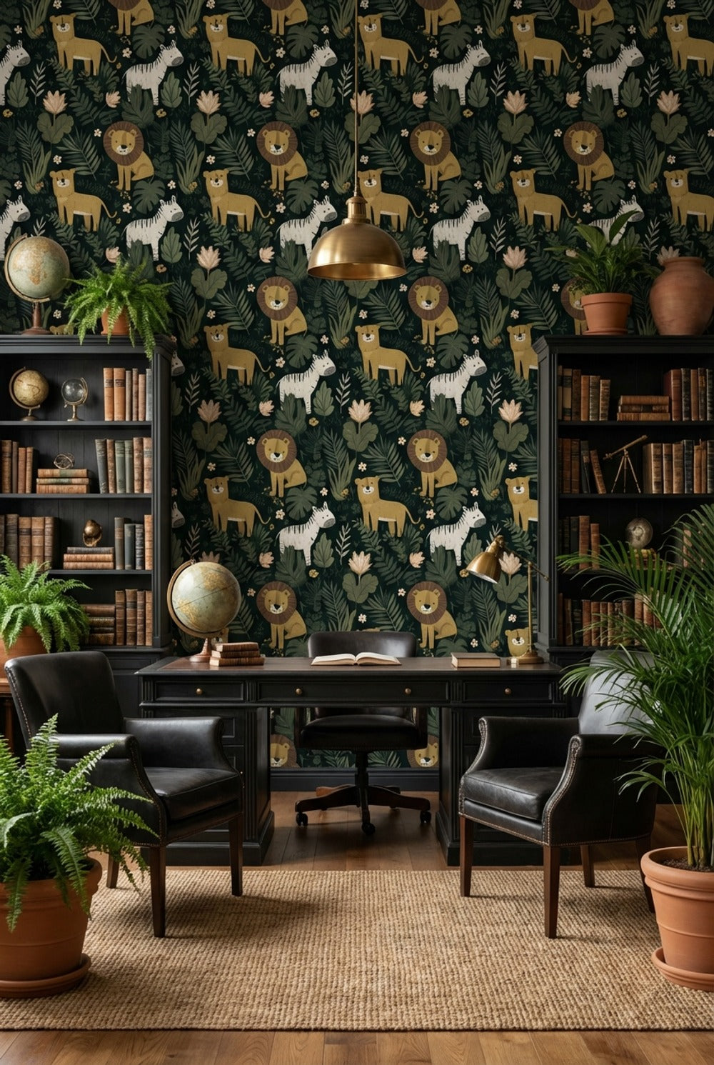 Jungle Wallpaper Animals Cartoon Removable Wall Decor