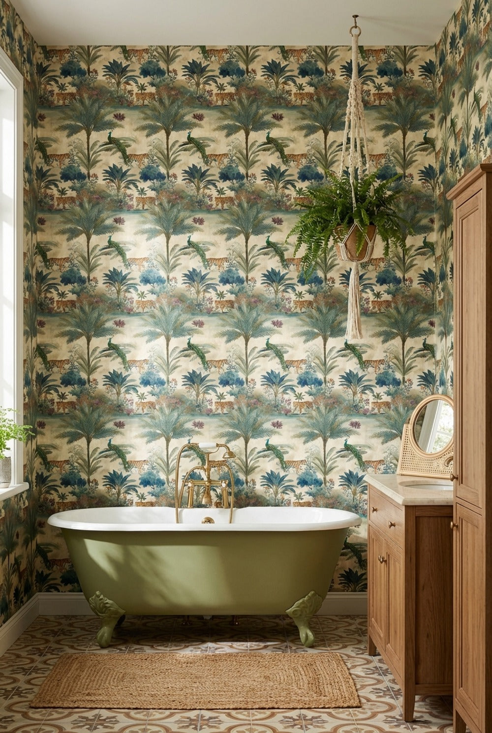 Shades Of Green Wallpaper Tropical Vintage Wall Mural