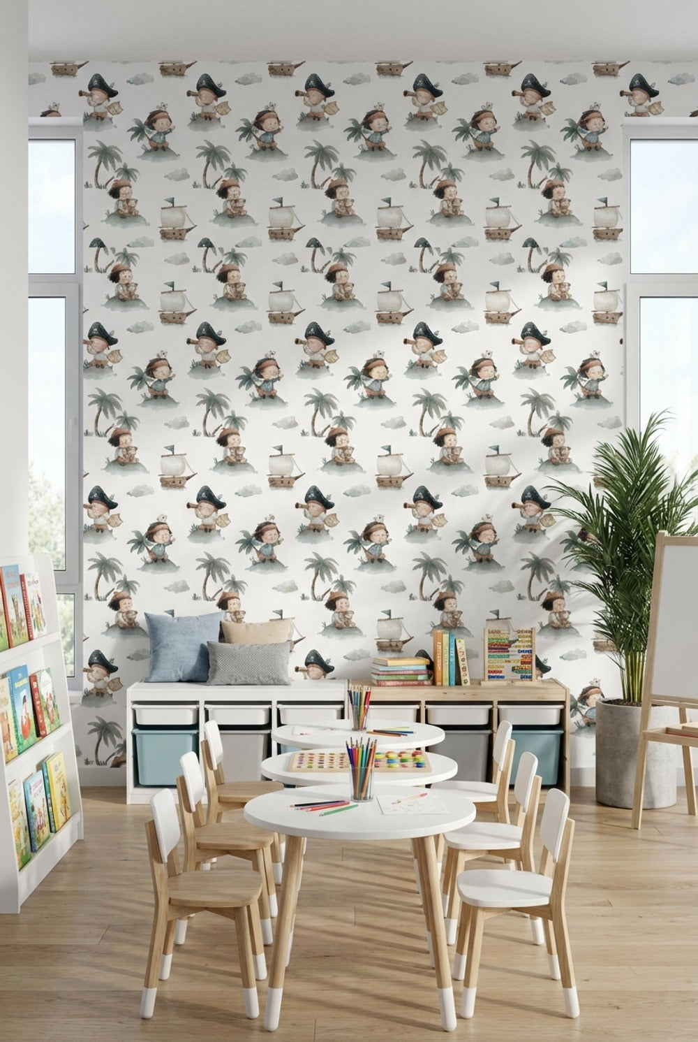 Pirate Adventure Wallpaper Cartoon Children Decorative Mural