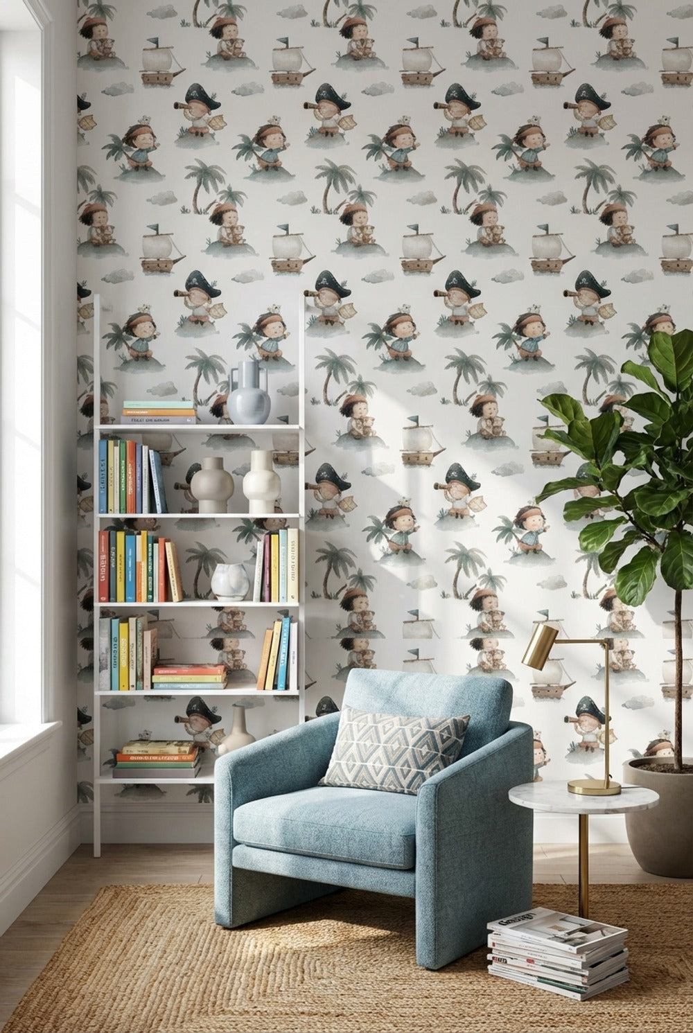 Pirate Adventure Wallpaper Cartoon Children Decorative Mural