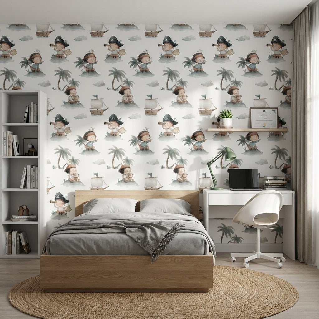 Pirate Adventure Wallpaper Cartoon Children Decorative Mural