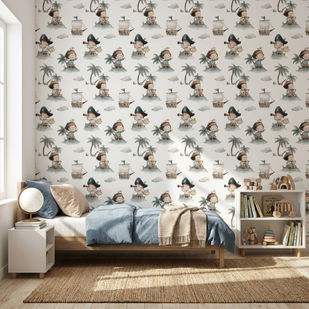 Pirate Adventure Wallpaper Cartoon Children Decorative Mural
