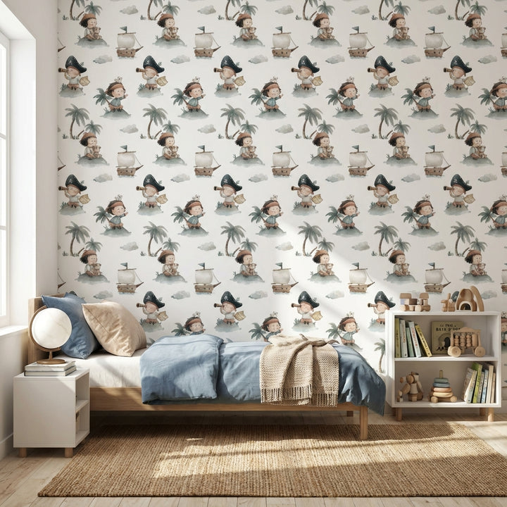 Pirate Adventure Wallpaper Cartoon Children Decorative Mural