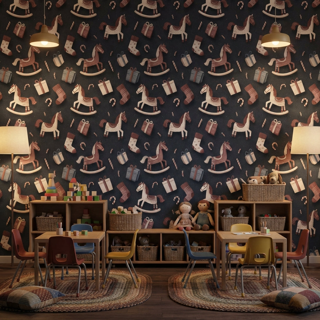 Rocking Horse Wallpaper Gifts Candy Cane Decorative Mural