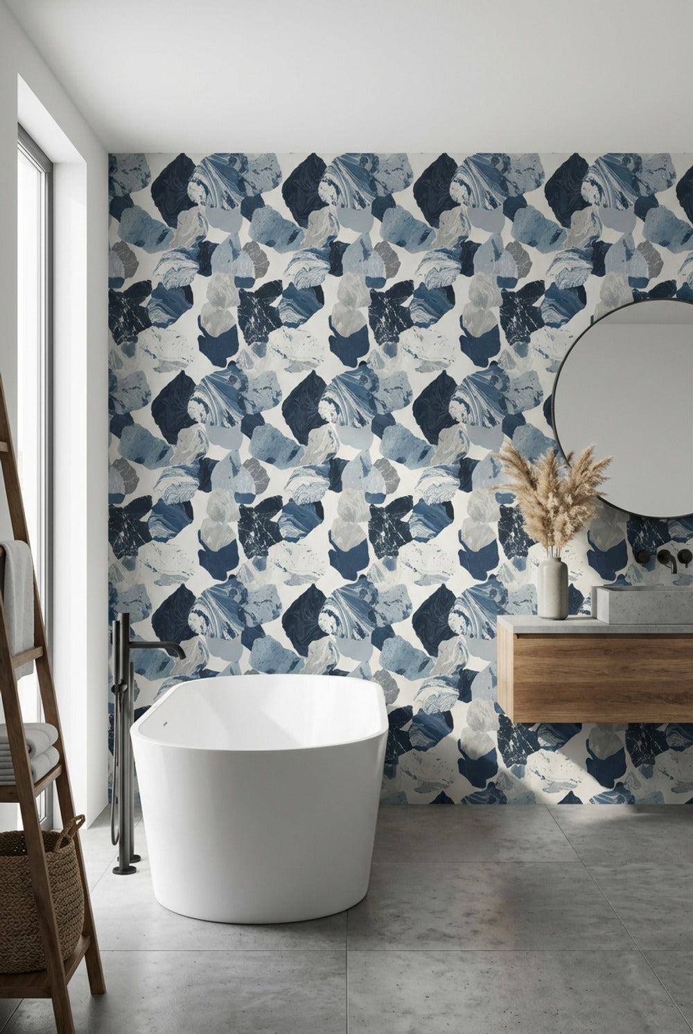Abstract Marble Wallpaper Blue Removable Modern Wall Mural