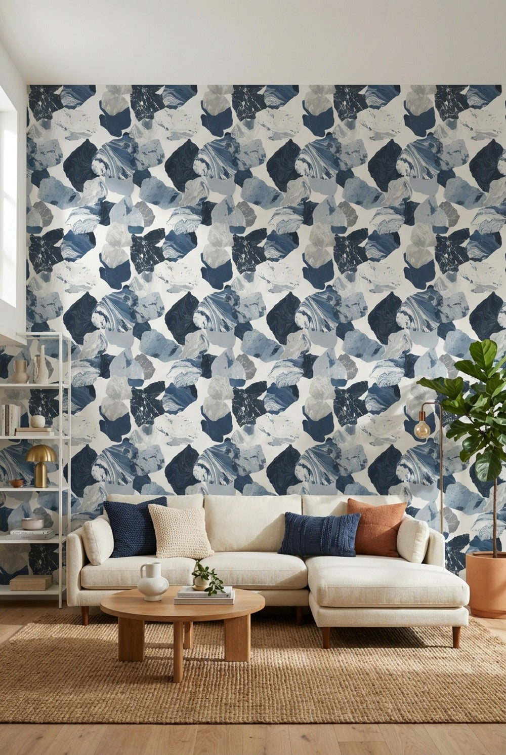 Abstract Marble Wallpaper Blue Removable Modern Wall Mural