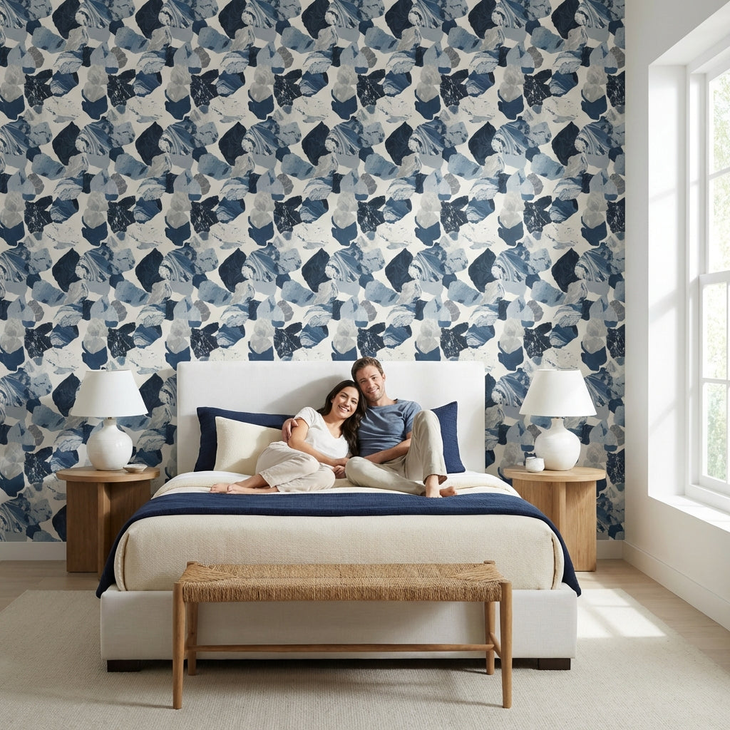 Abstract Marble Wallpaper Blue Removable Modern Wall Mural