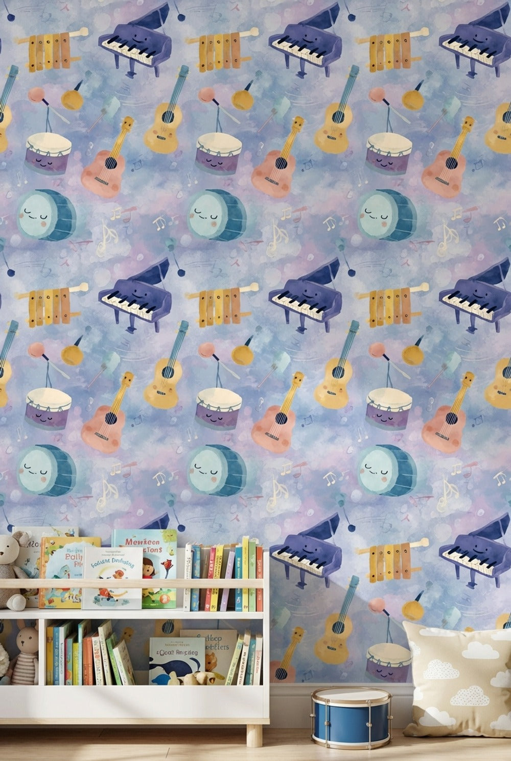 Musical Instruments Wallpaper Cartoon Watercolor Decorative Mural