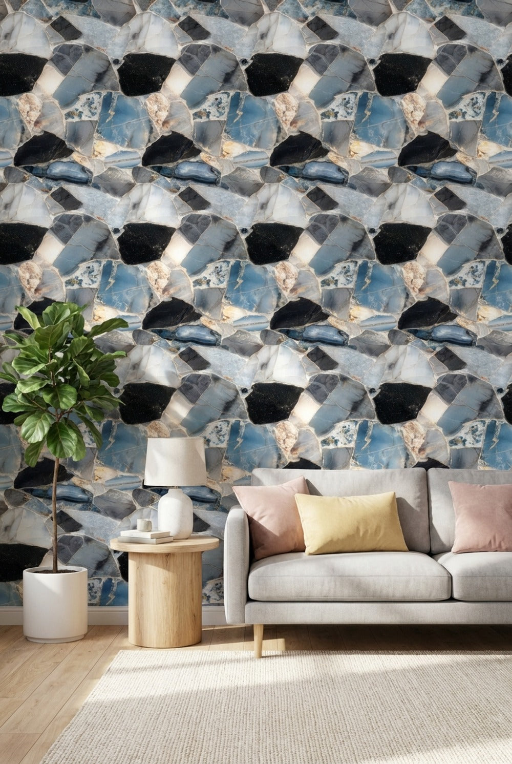 Geometric Wallpaper Marble Removable Stone Wall Mural
