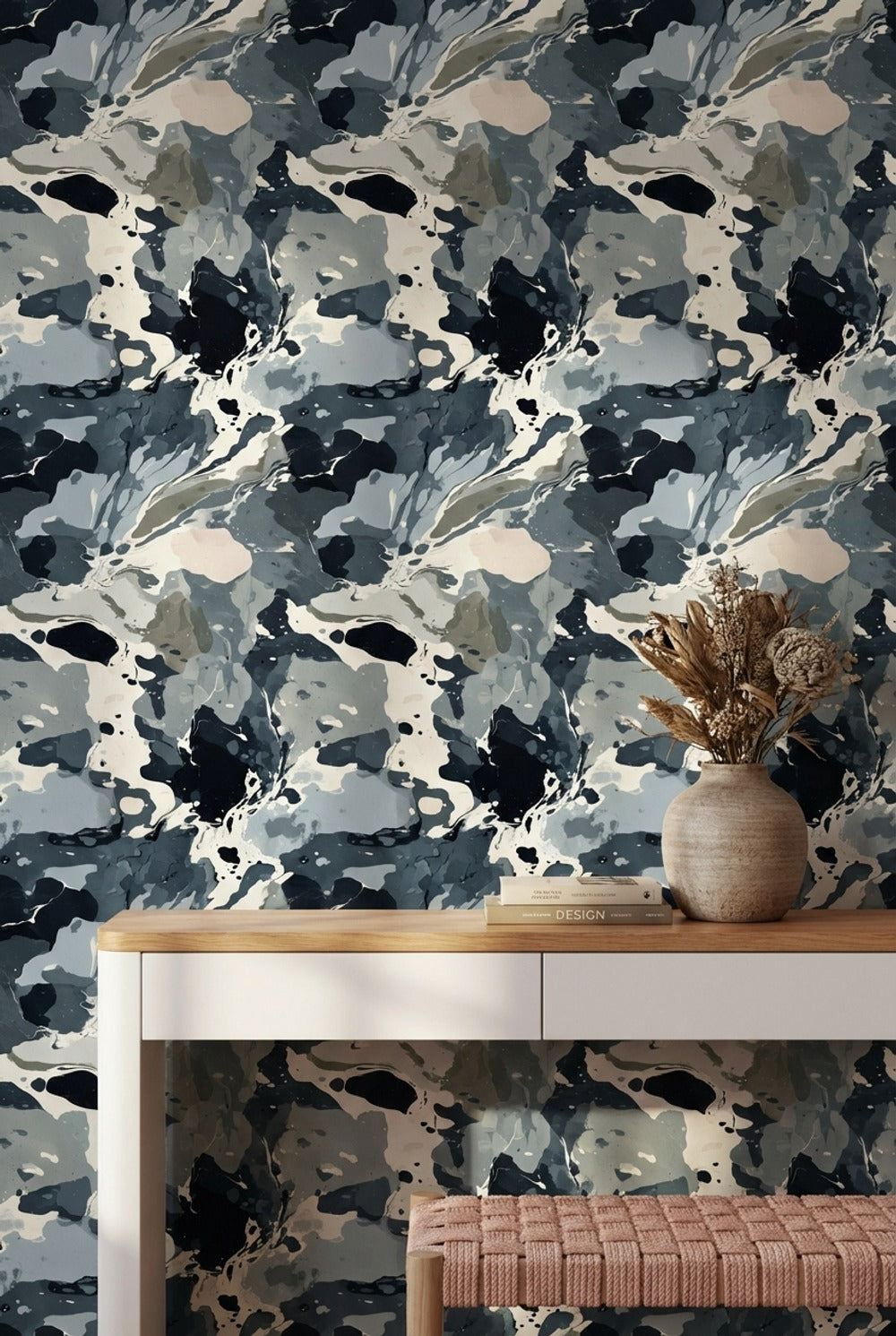Abstract Wallpaper Marble Gray Decorative Mural