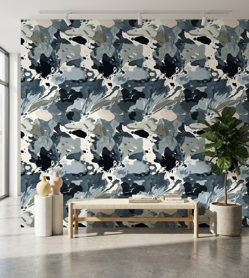 Abstract Wallpaper Marble Gray Decorative Mural