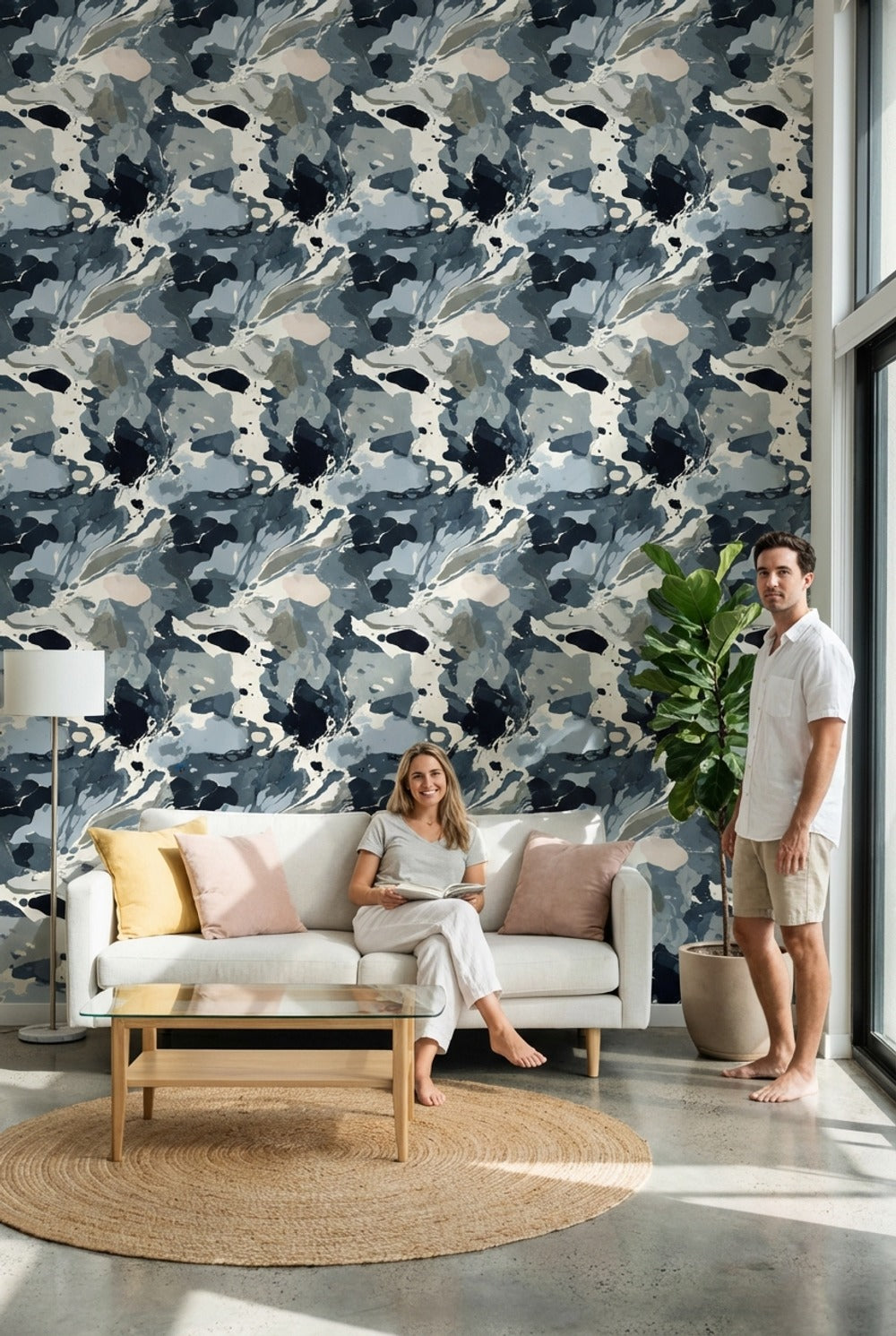 Abstract Wallpaper Marble Gray Decorative Mural