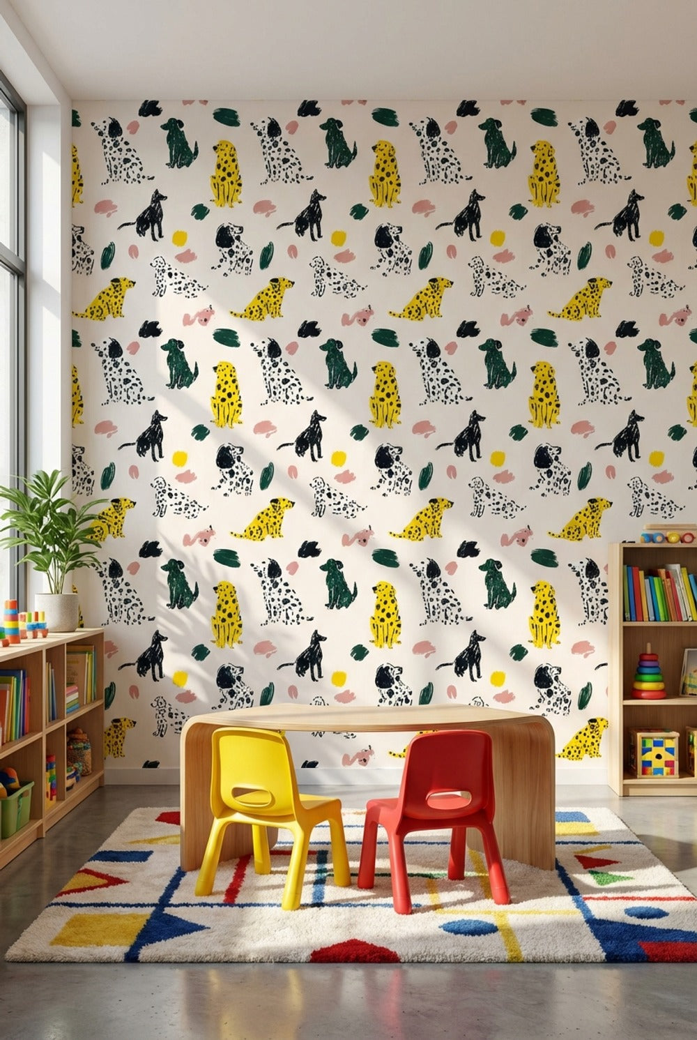 Dogs Wallpaper Abstract Vibrant Decorative Mural