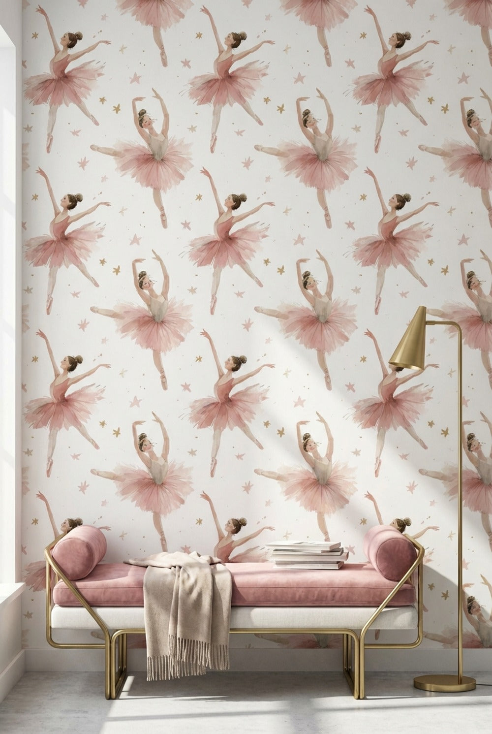 White Background Wallpaper Pink Dancer Wall Mural