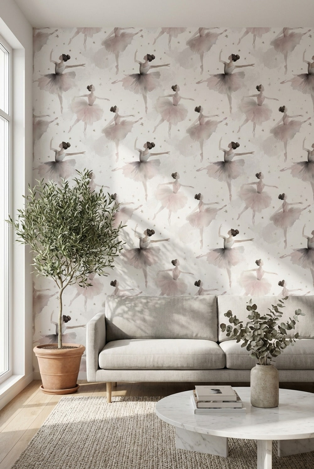 Ballerina Wallpaper Watercolor Removable Elegant Wall Mural