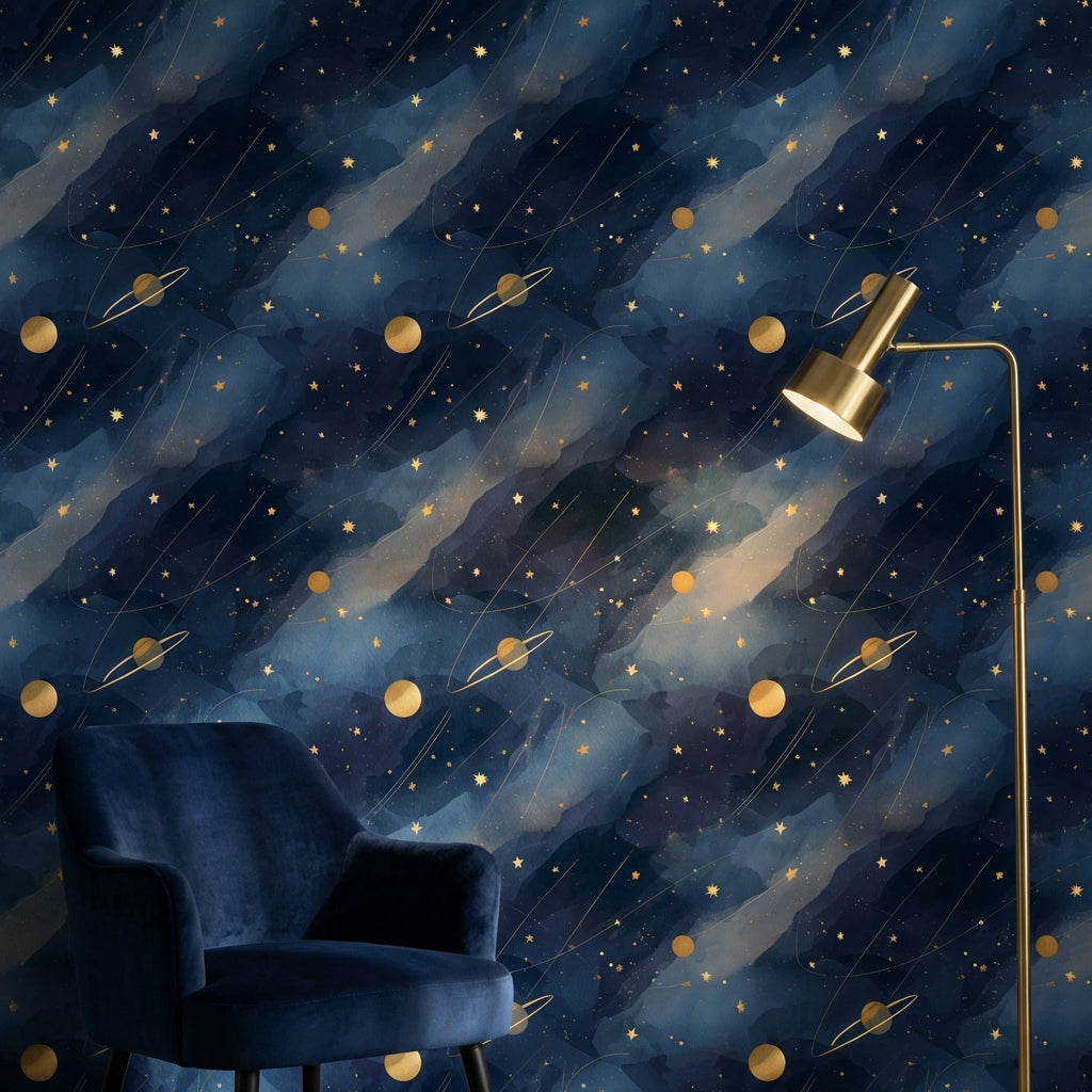 Cosmic Wallpaper Stars Planets Decorative Mural
