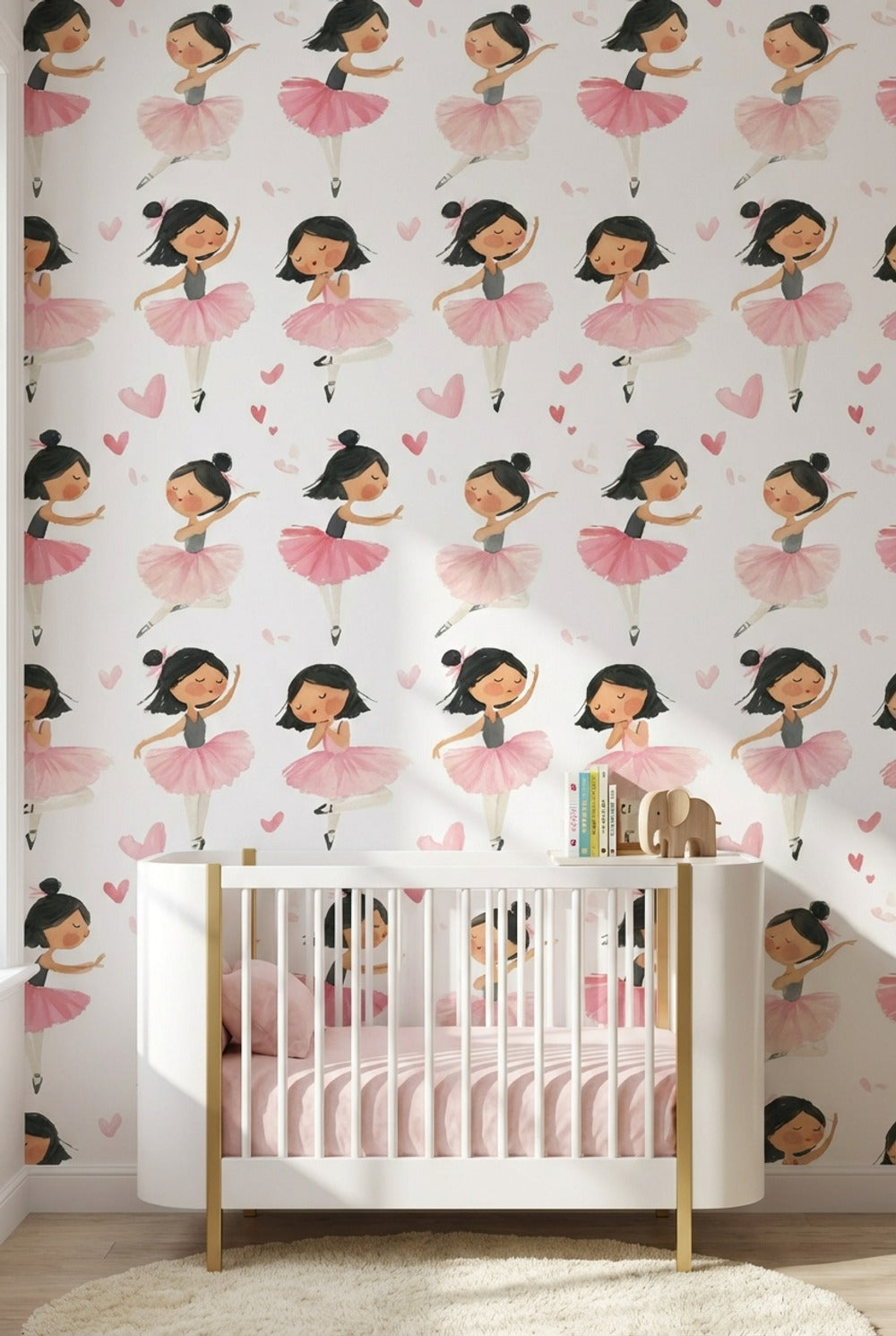 White Background Wallpaper Ballerina Heart Removable Wall Decor