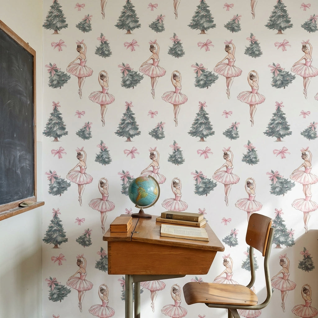 White Background Wallpaper Ballerina Romantic Wall Mural