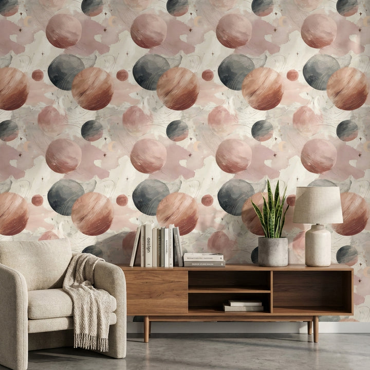 Abstract Cosmic Wallpaper Planets Removable Ethereal Wall Mural