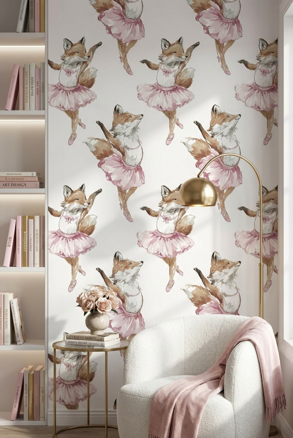 Fox Wallpaper Ballerina Removable Whimsical Wall Mural