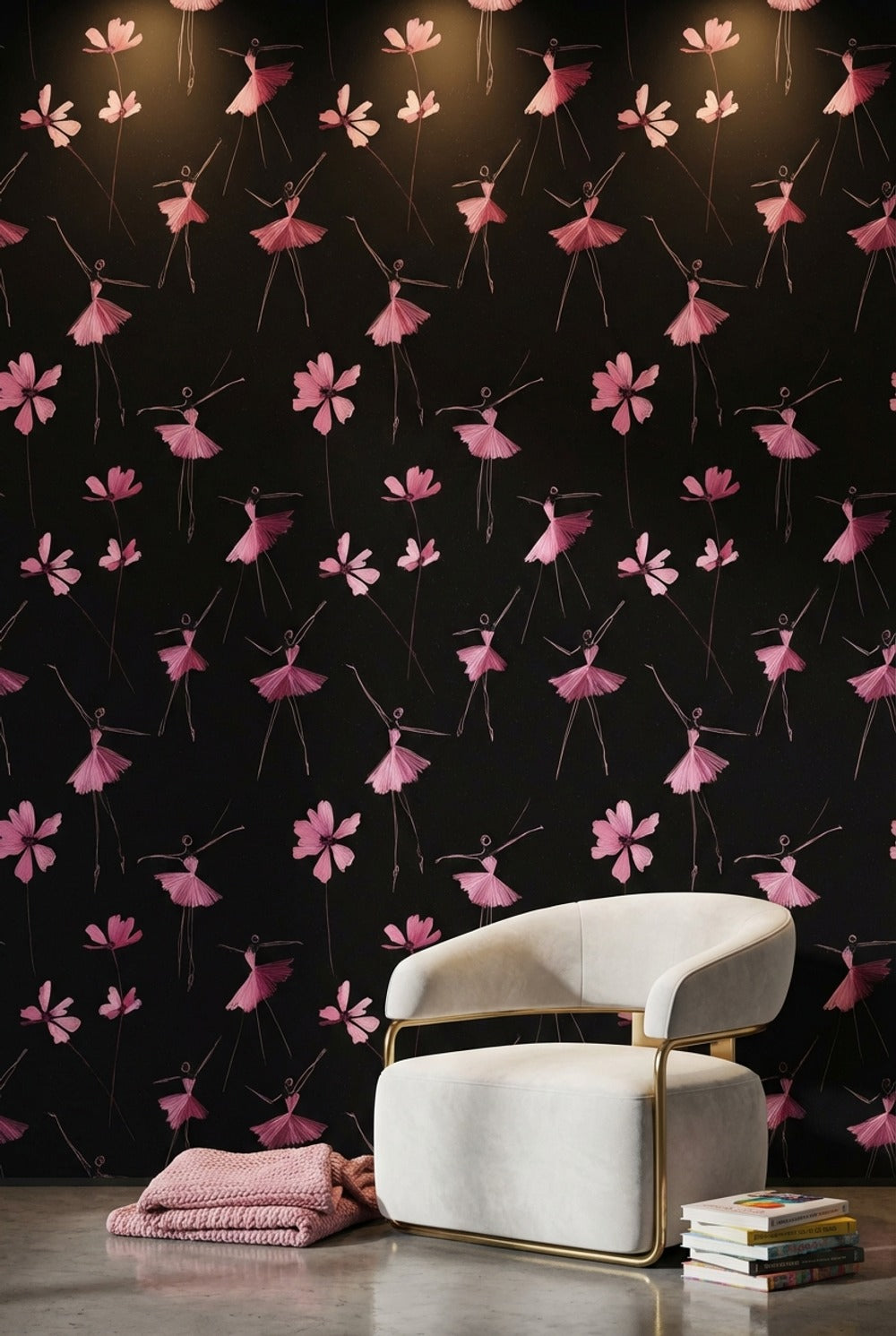 Ballerinas Wallpaper Abstract Flowers Decorative Mural