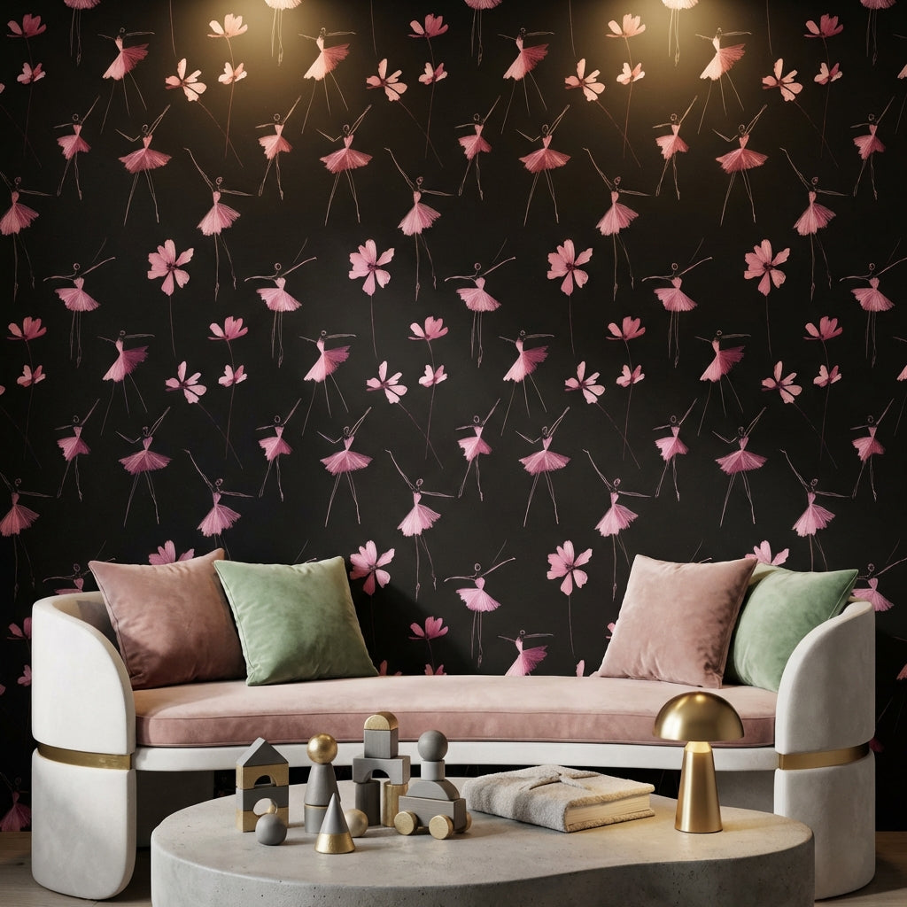Ballerinas Wallpaper Abstract Flowers Decorative Mural