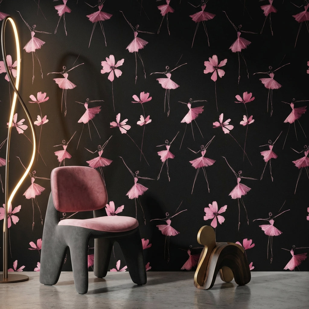 Ballerinas Wallpaper Abstract Flowers Decorative Mural