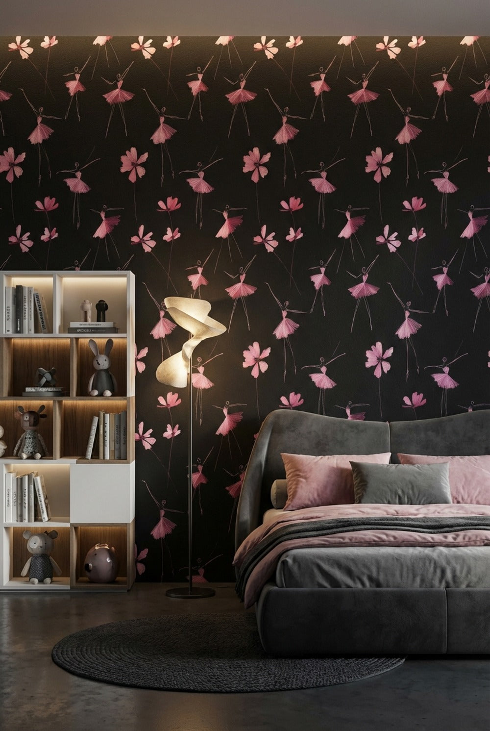 Ballerinas Wallpaper Abstract Flowers Decorative Mural