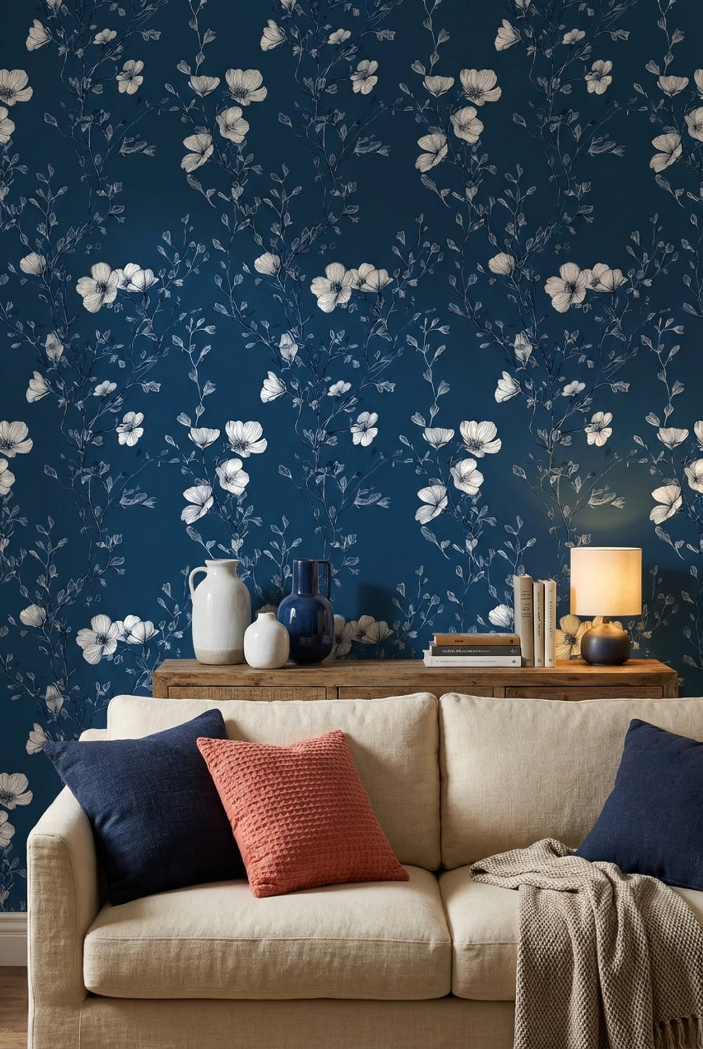 Floral Wallpaper Dark Elegant Removable Wall Decor