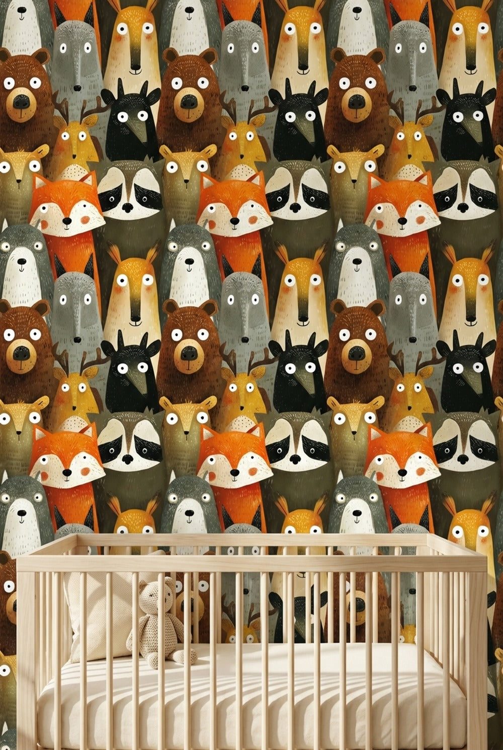 Whimsical Animals Wallpaper Modern Cartoon Wall Decor