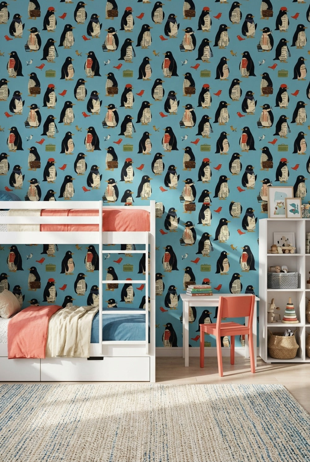 Penguins Wallpaper Whimsical Collage Wall Mural