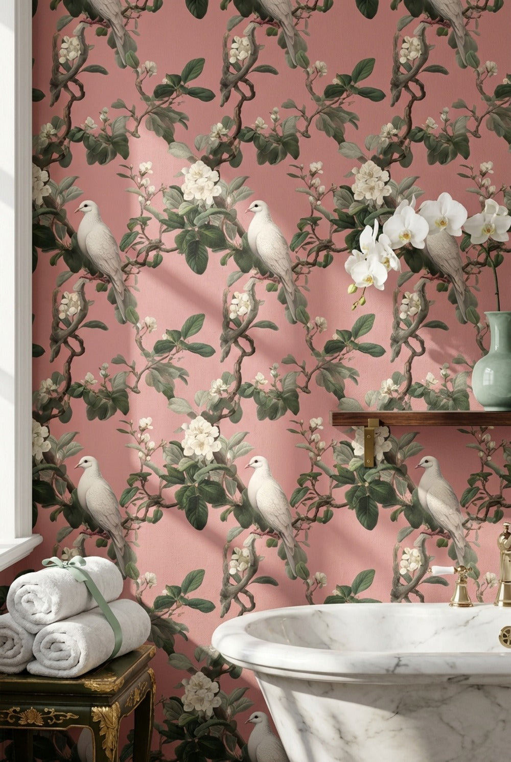 Floral Wallpaper Vintage Removable Bird Wall Mural