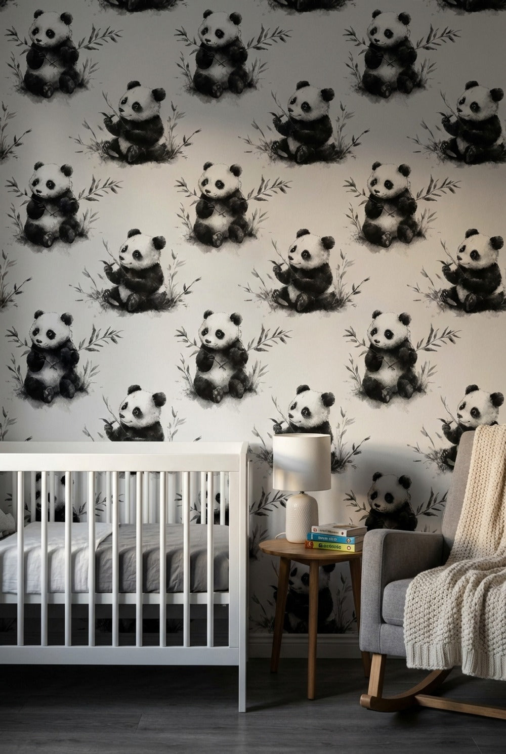 Panda Wallpaper Bamboo Watercolor Removable Wall Decor