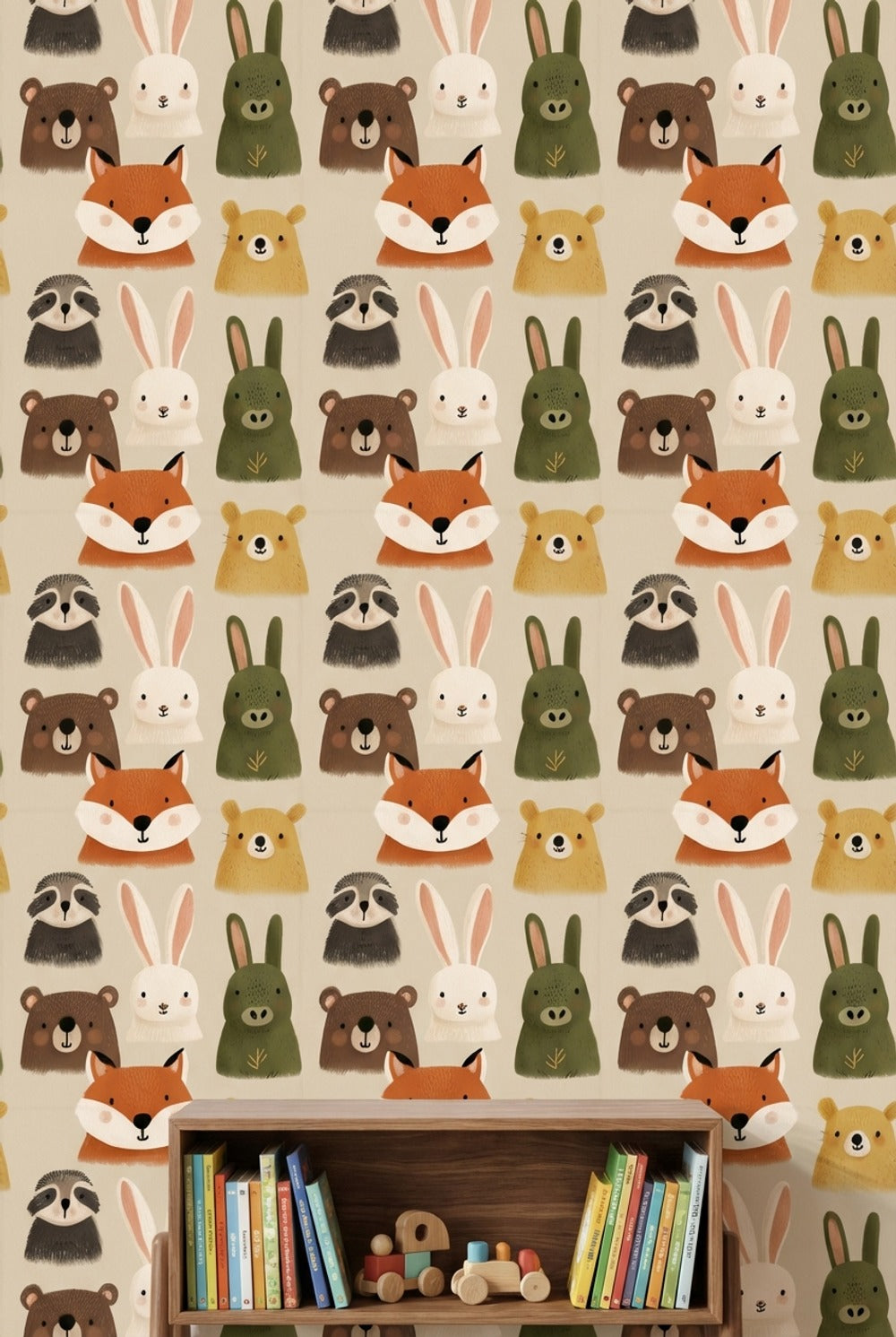 Woodland Animals Wallpaper Cartoon Playful Decorative Mural