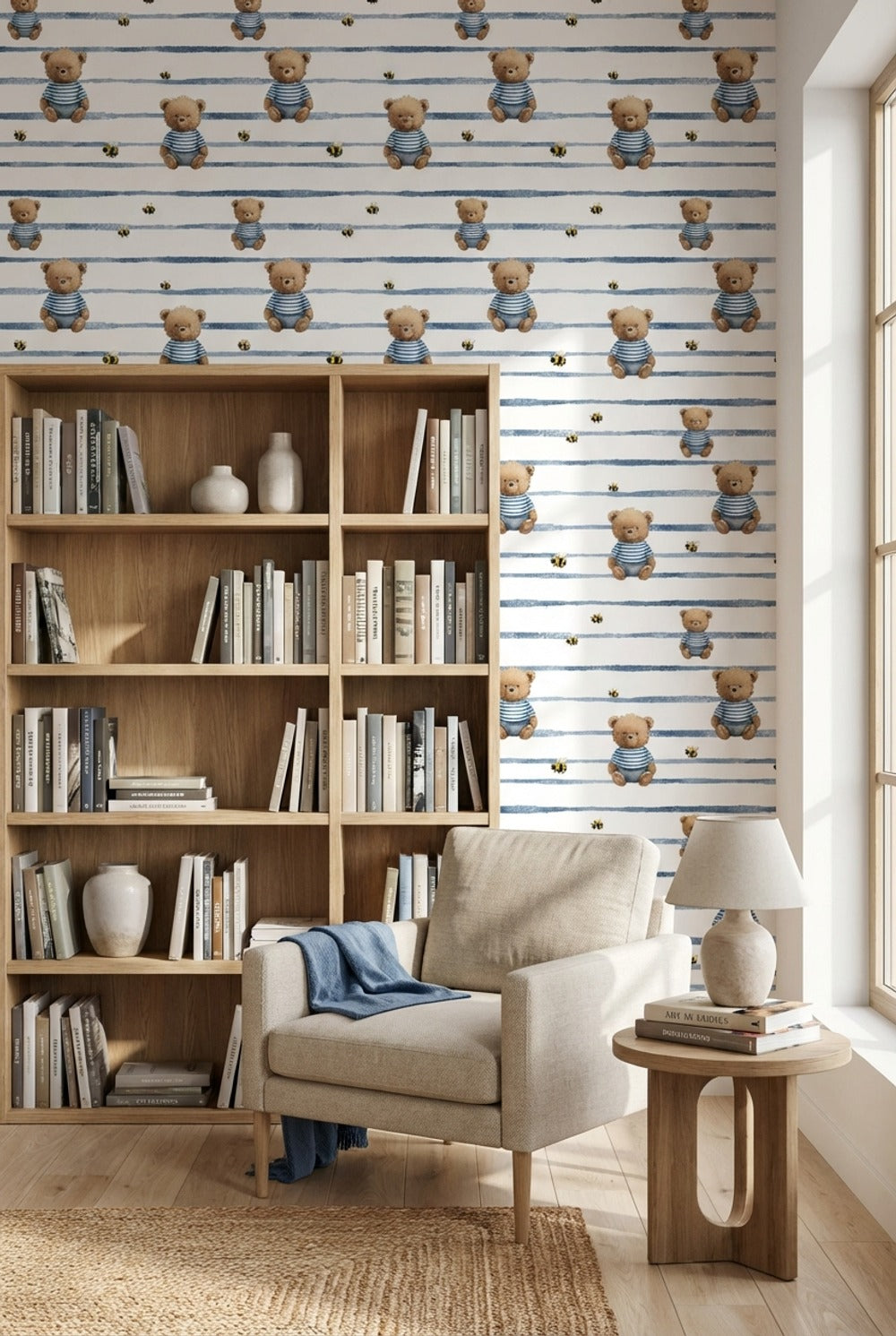 White Background Wallpaper Bear Removable Honey Wall Mural