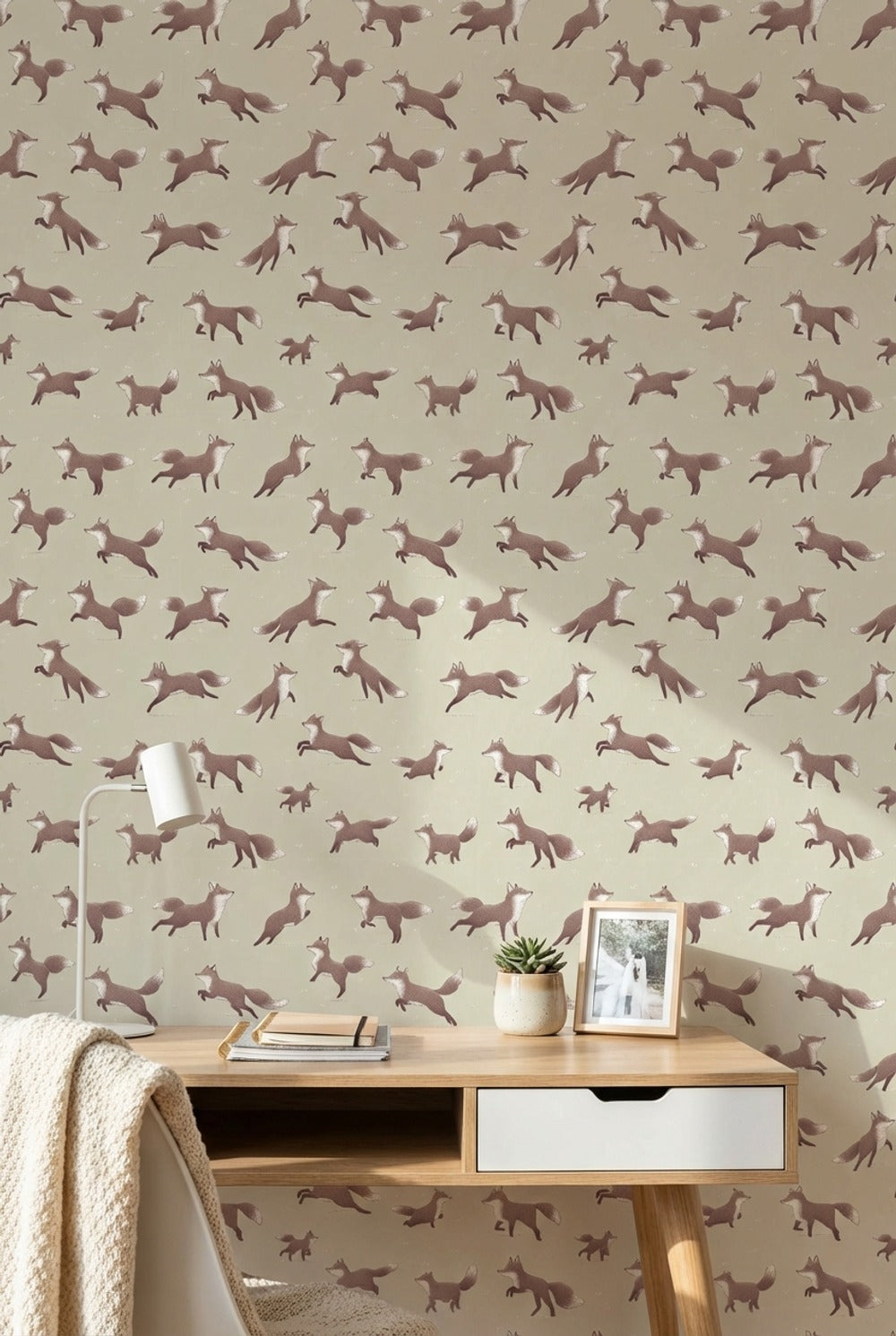 Foxes Wallpaper Animal Print Minimalist Wall Decor